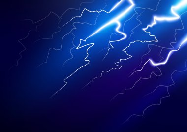 Lightning in the night sky clipart