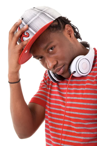 Joven hombre negro con auriculares —  Fotos de Stock
