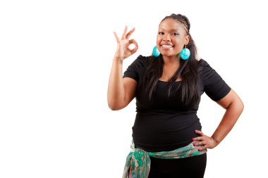 Young black woman making okay gesture clipart