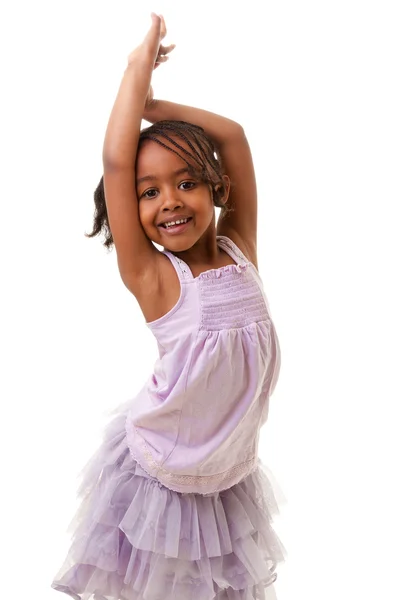 Aranyos fekete lány mosolyogva — Stock Fotó
