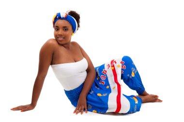 Beautiful african teenage girl sitted on the floor clipart