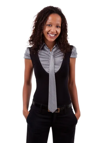Mulher de negócios afro-americana sorridente — Fotografia de Stock
