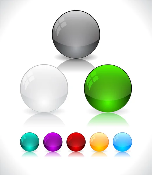 Glossy colorful abstract glass balls. EPS10 file. — Stock Vector