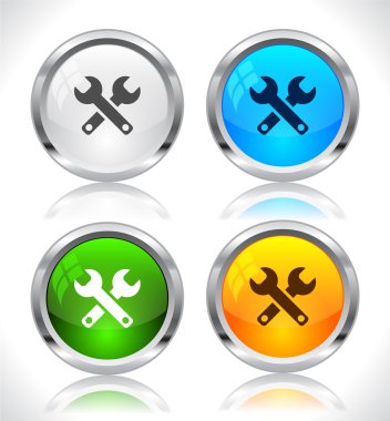 Metal web buttons. Vector eps10. clipart