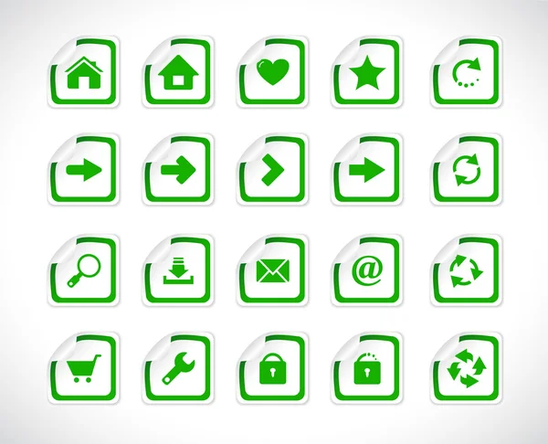 Stickers avec icônes web. Vecteur . — Image vectorielle