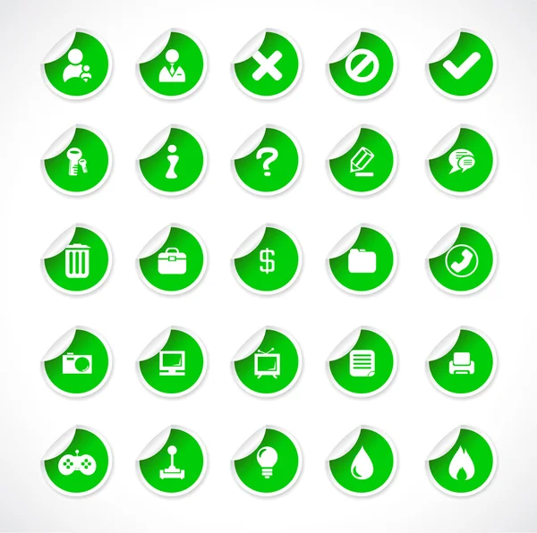 Stickers avec icônes web. Vecteur . — Image vectorielle
