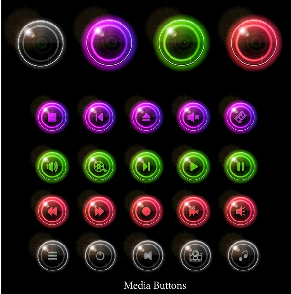 Neon brilhante botões web — Vetor de Stock