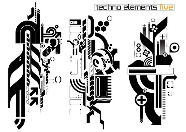 Techno elemetnts set five — Stock Vector