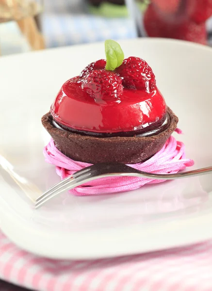 Chocolate and raspberry cake — Stock Photo, Image