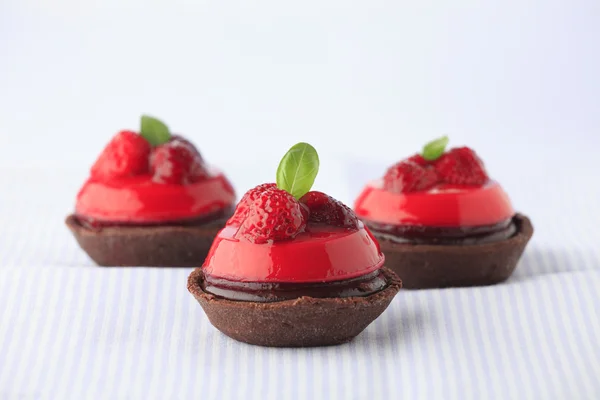 Chocolade en raspberry cake — Stockfoto