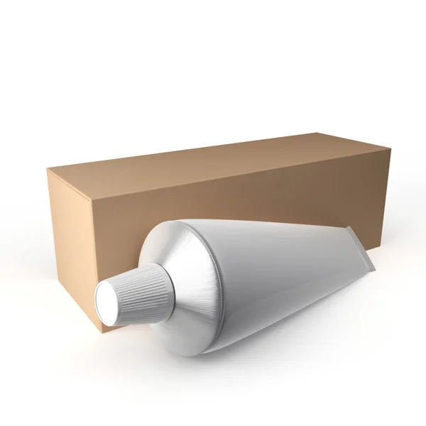 Tube and cardboard packing — Stock Photo, Image
