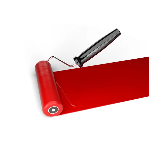 Rodillo rojo con pintura — Foto de Stock
