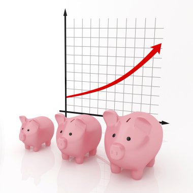 Graph of growth of savings clipart