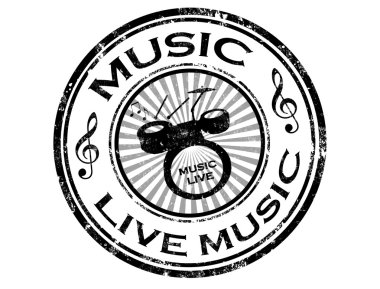 Live music stamp clipart