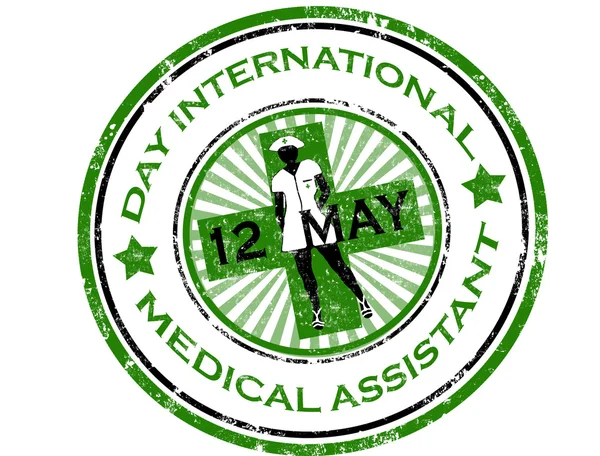 Día internacional de sello asistente médico — Archivo Imágenes Vectoriales