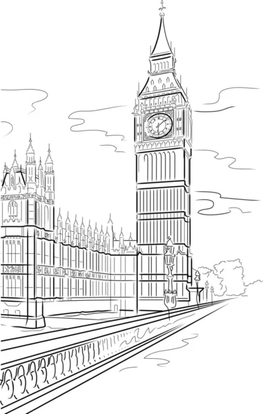 Big Ben della Torre di Londra — Vettoriale Stock
