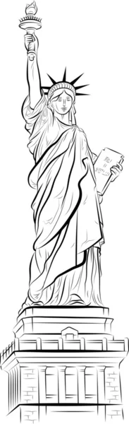 Desenho Estátua da Liberdade em Nova York, EUA — Vetor de Stock