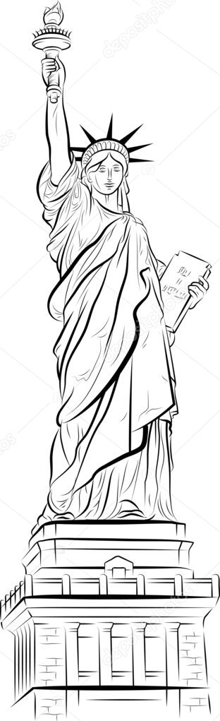 Drawing Statue of Liberty in New York, USA