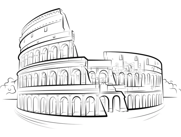 Drawing Colosseum, Rome, Italy — Stock Vector