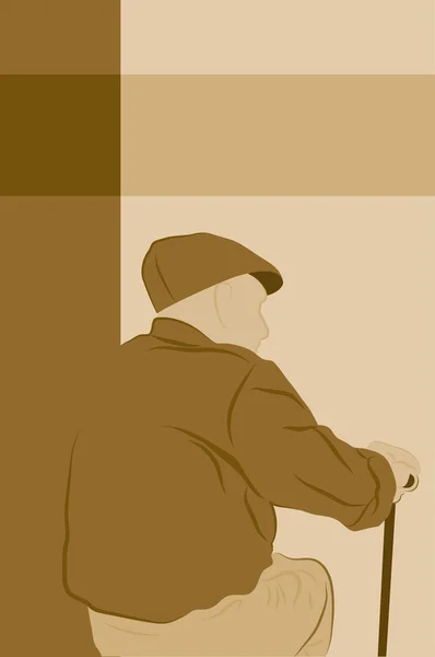 Kitap kapağı ile çizim yaşlı adam — Stok Vektör