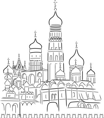 Drawing Cathedral of Saint Basil the Blessed at the Red Square o clipart