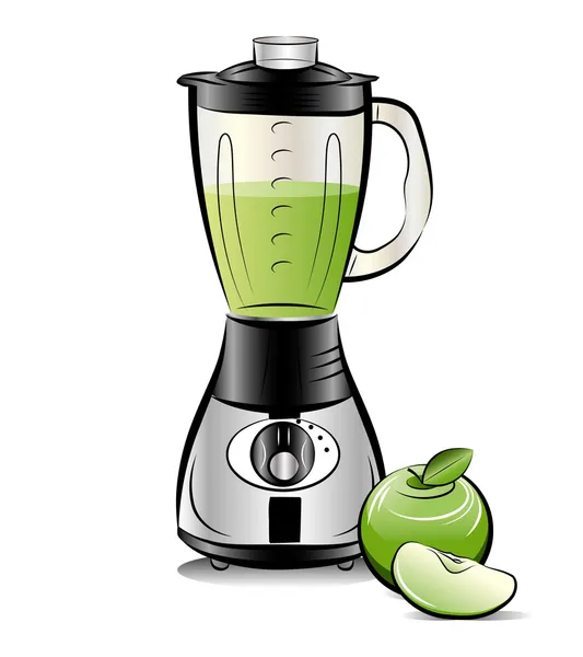 Kreslicí barva kuchyňský mixér s jablečným džusem. vektorový illustrat — Stockový vektor