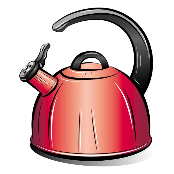 Drawing of the red teapot kettle, vector illustration — Stock Vector