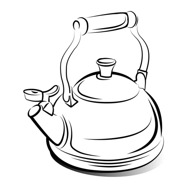 Drawing of the teapot kettle, vector illustration — Stock Vector