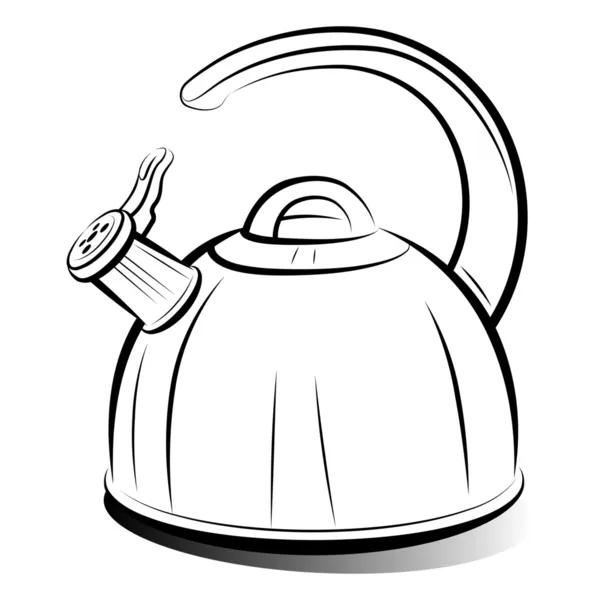 Zeichnung Teekanne Wasserkocher, Vektorillustration — Stockvektor