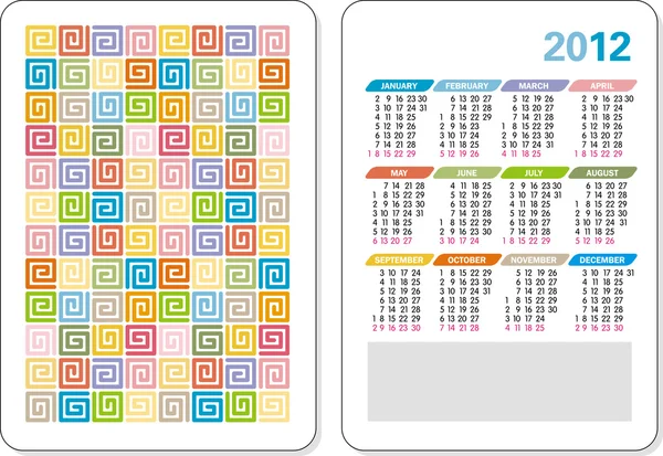 Modèle vectoriel du calendrier 2012 — Image vectorielle