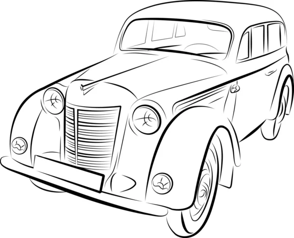 Desenho do carro retro, ilustração vetorial — Vetor de Stock