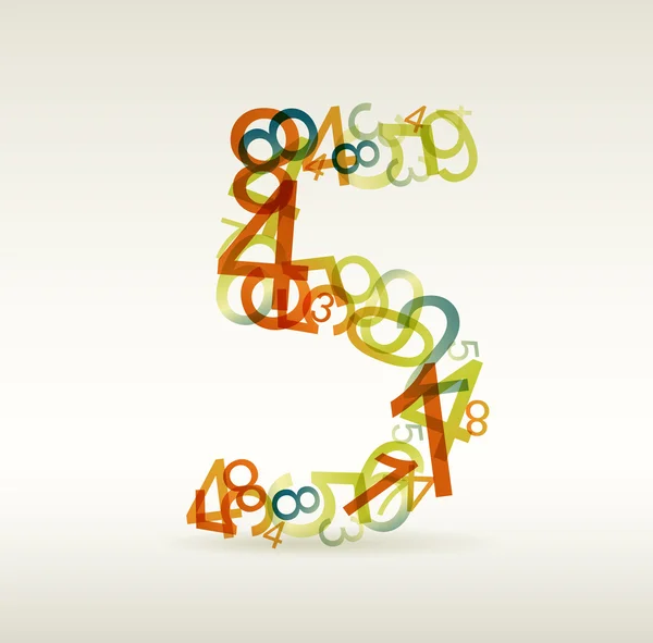 Αριθμός πέντε από πολύχρωμα αριθμούς — Διανυσματικό Αρχείο
