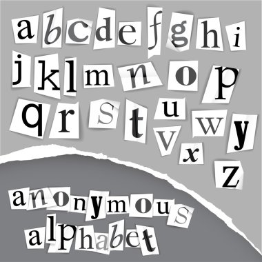 Anonymous alphabet made from newspapers clipart