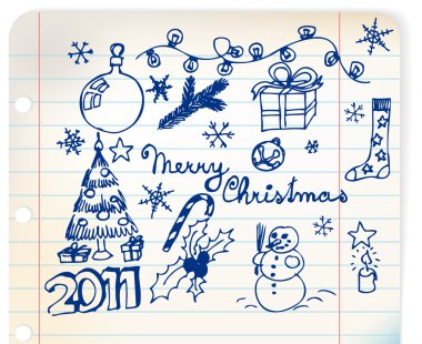 Christmas and New Year doodle illustrations clipart