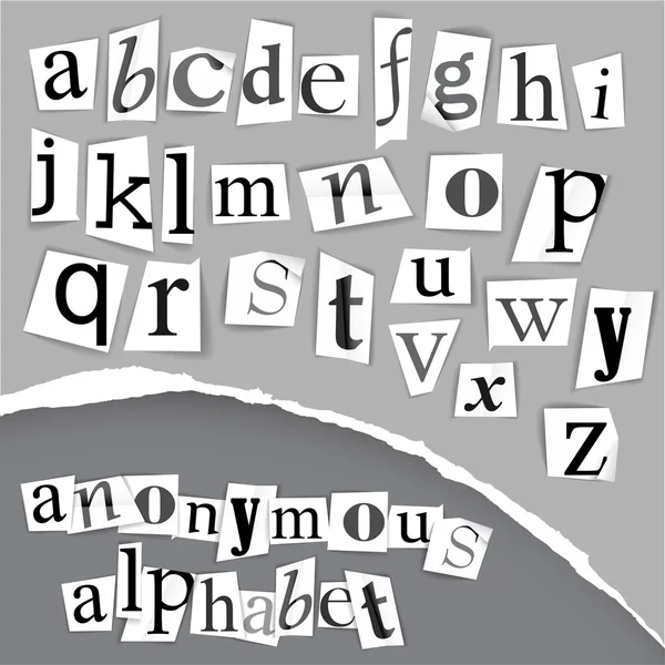 Anonimowy alfabet z gazet — Wektor stockowy