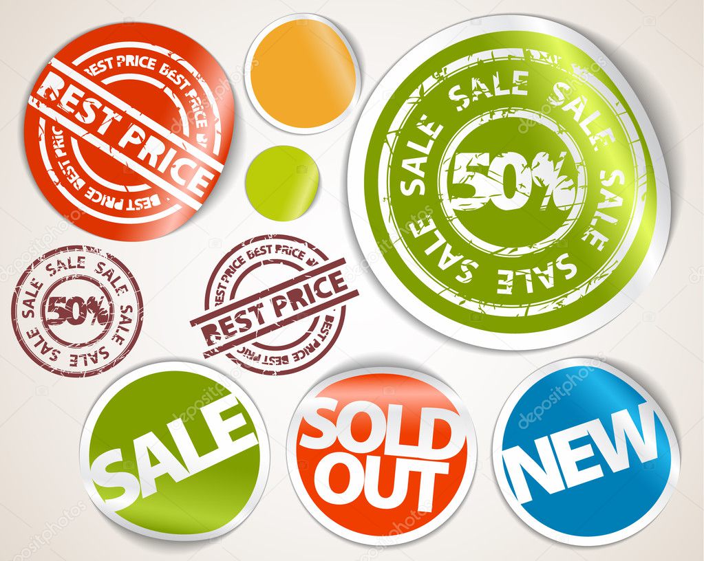 Set of labels and stickers - sale and best price