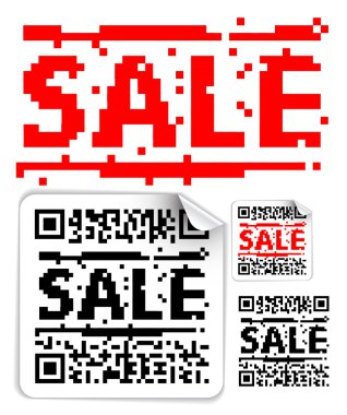 Set of sale labels with qr codes clipart