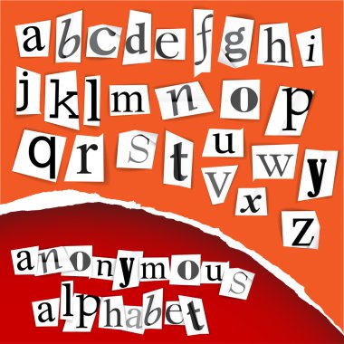 Anonymous alphabet - white clippings clipart