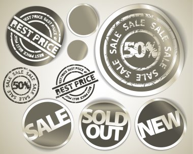 Set of grunge sale labels badges and stickers clipart