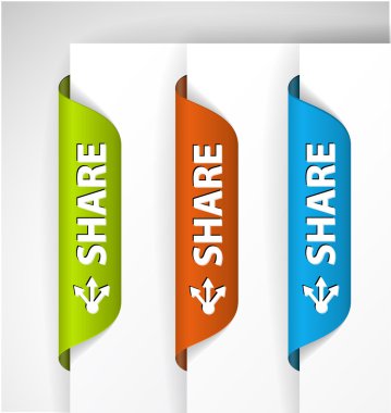 Share Labels Stickers on the edge of the (web) page clipart