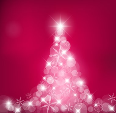 Christmas tree made of light and snow flakes clipart