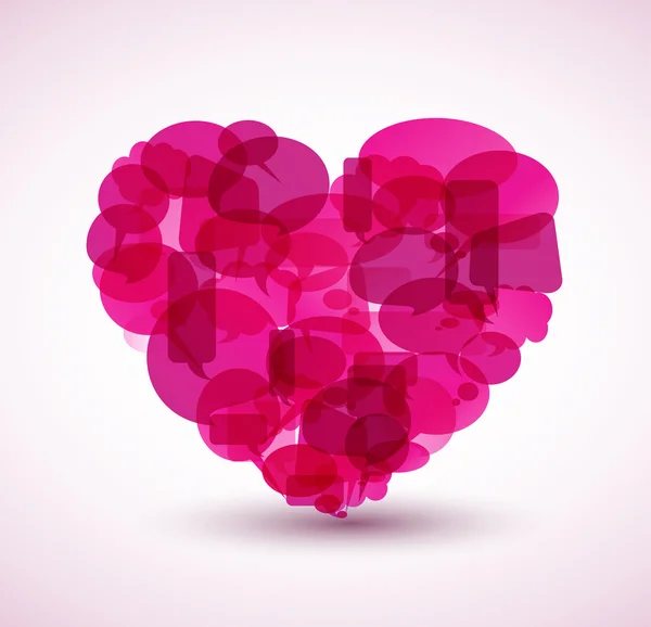 Coração feito de bolhas de desenhos animados rosa — Vetor de Stock