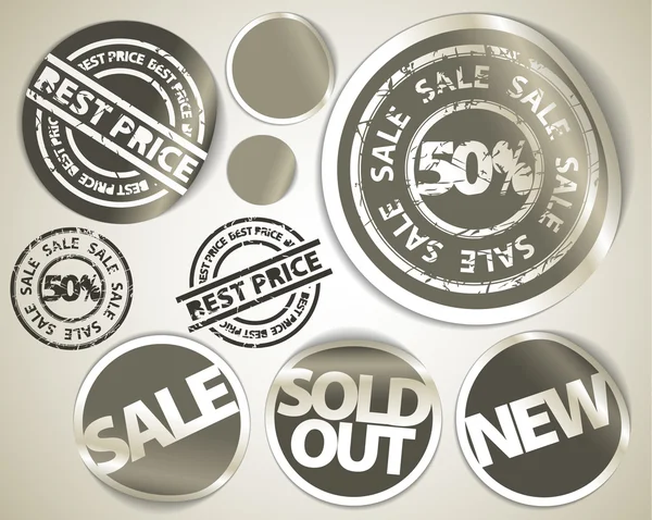 Set of grunge sale labels badges and stickers — Stock Vector