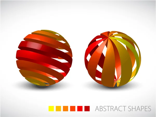 Sphères abstraites faites de rayures colorées — Image vectorielle