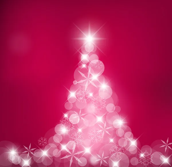 Vánoční strom ze světla a sněhové vločky — Stockový vektor