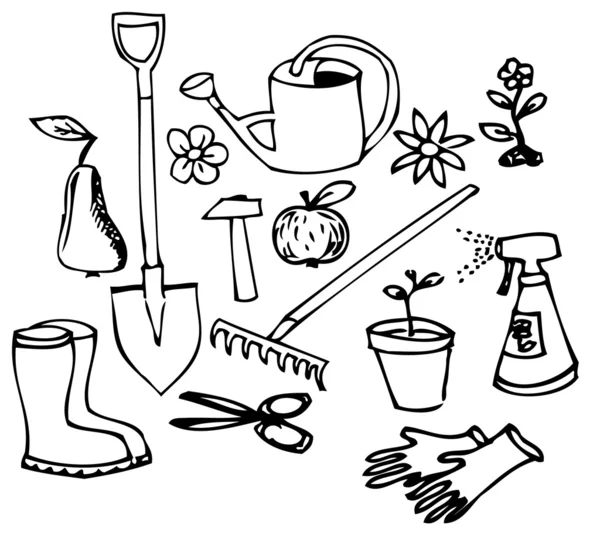 Bahçe doodle koleksiyonu — Stok Vektör