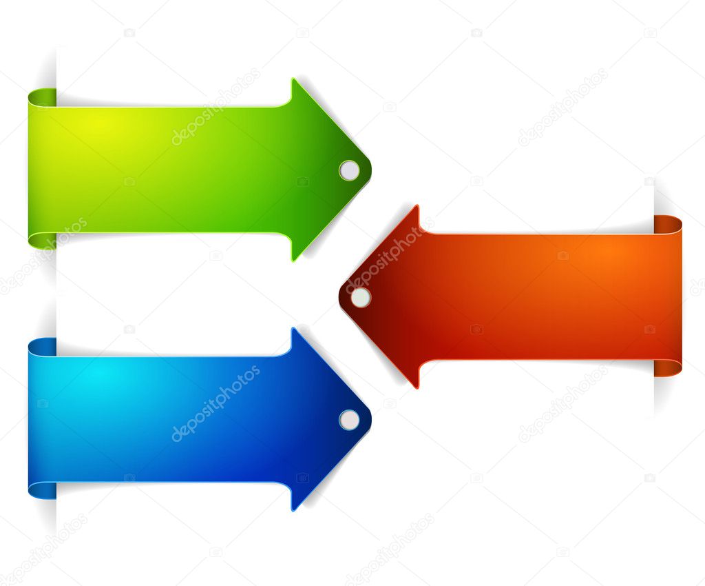 Set of long colorful arrow bookmarks