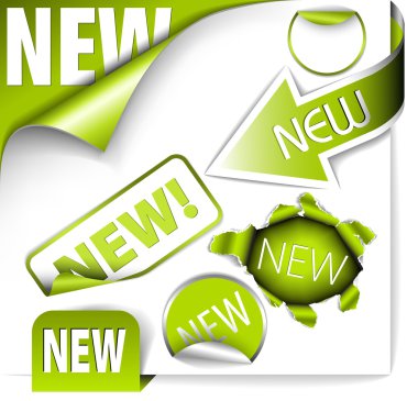Set of green elements for new items clipart