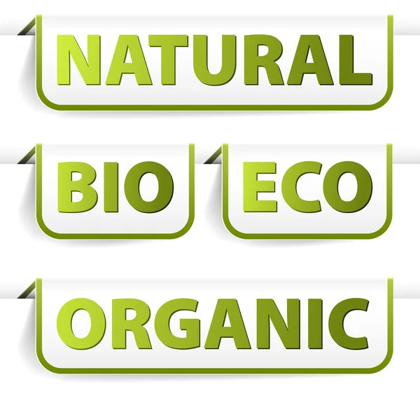 Gröna bokmärken för ekologiska livsmedel — Stock vektor
