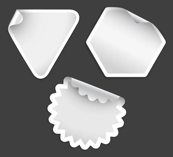 Etiquetas blancas y pegatinas con bordes — Vector de stock